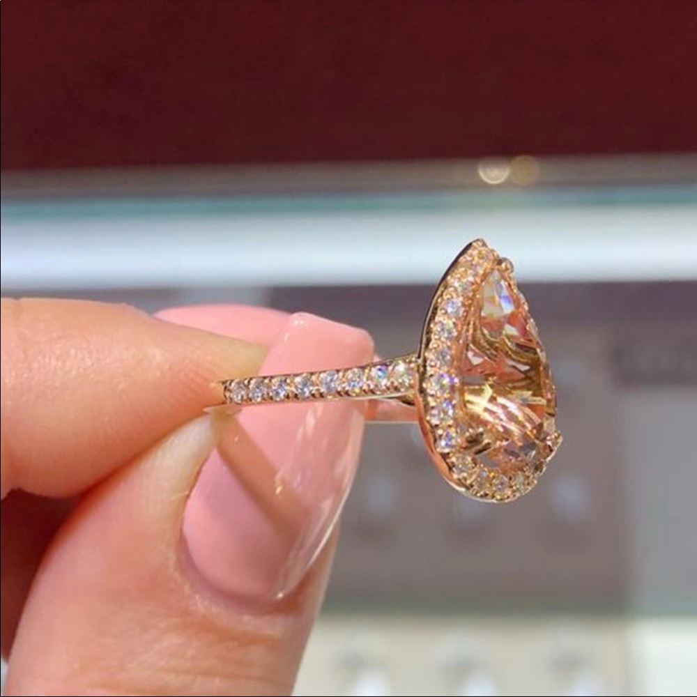 Beautiful Tear Drop Rose Gold Ring - Picture 6 of 8